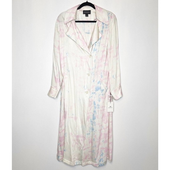 NWT Something Navy Tie Dye Trench Coat Duster Jacket Pink Blue Size XS - Picture 3 of 8